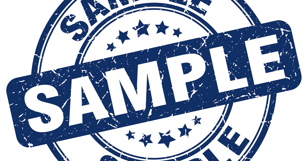Blue stamp of the word Sample