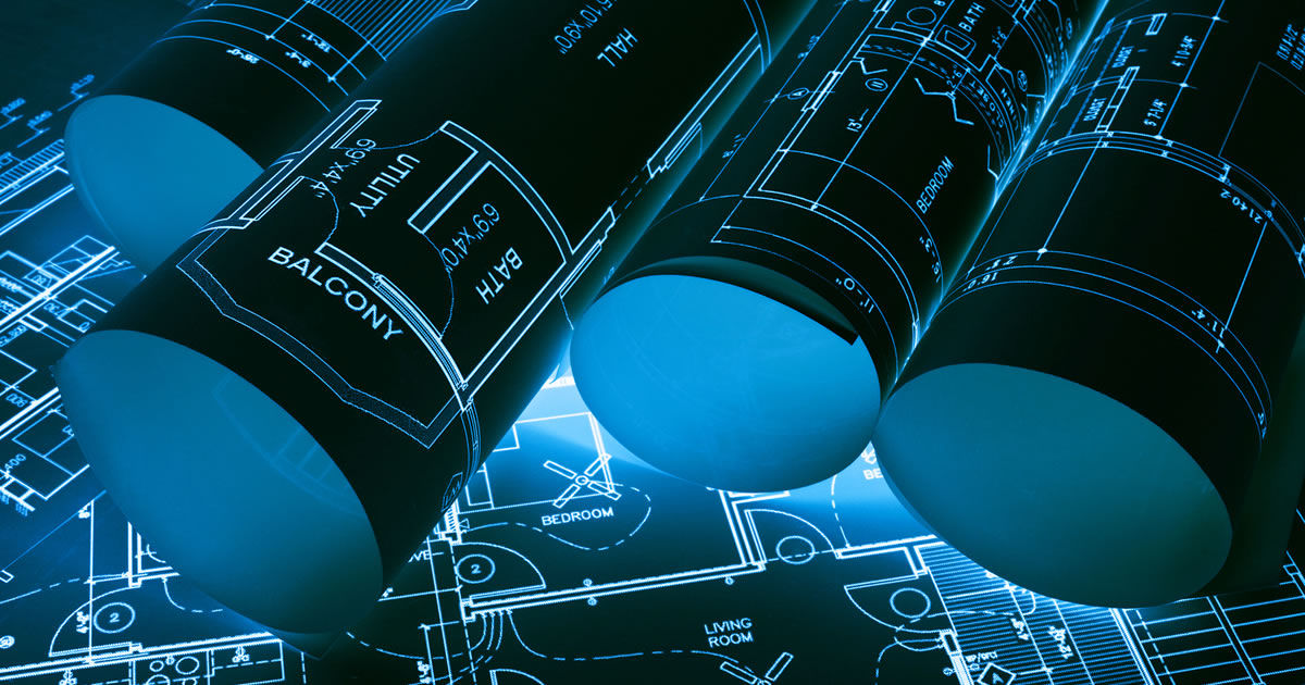Close-up on graphic of blueprints