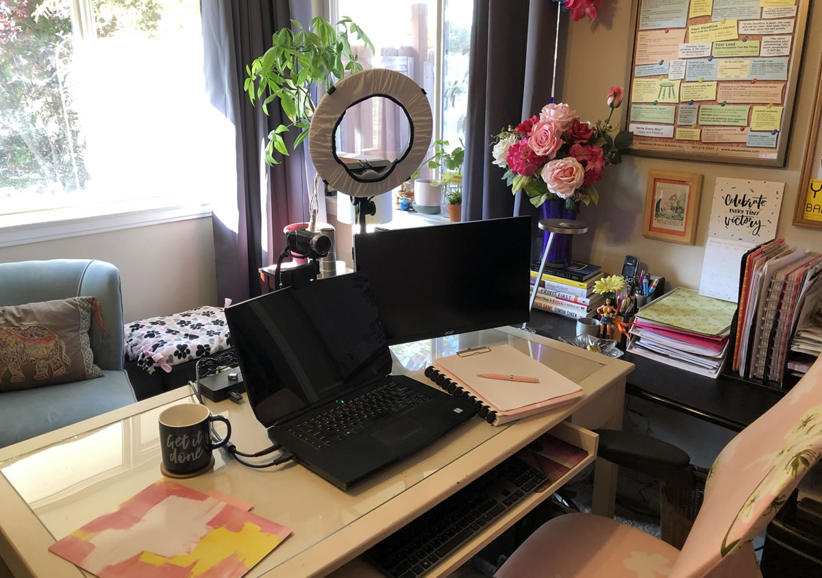 Michele Peterson's office workspace for writing