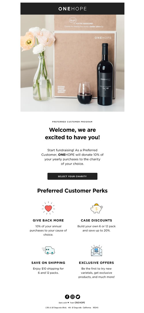 OneHope Wine email screenshot