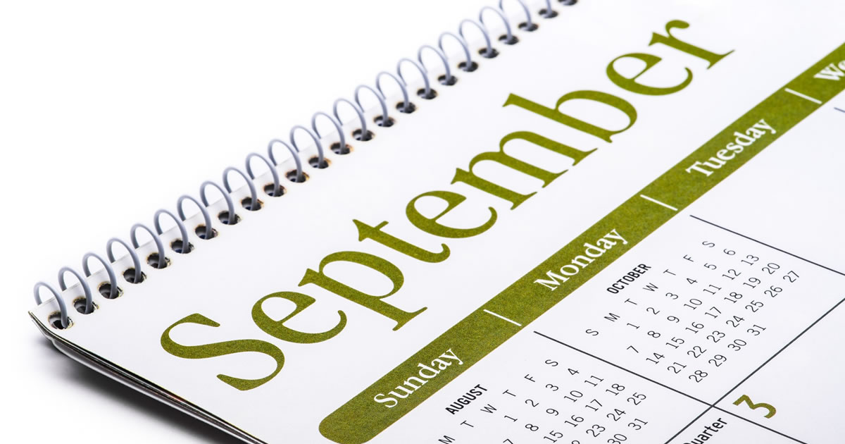 Close-up of September calendar