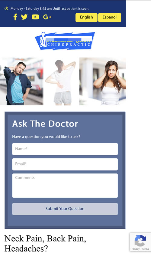 Example of local chiropractic website homepage