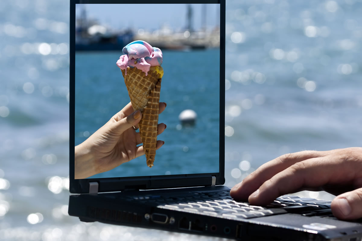 Ice cream image on laptop