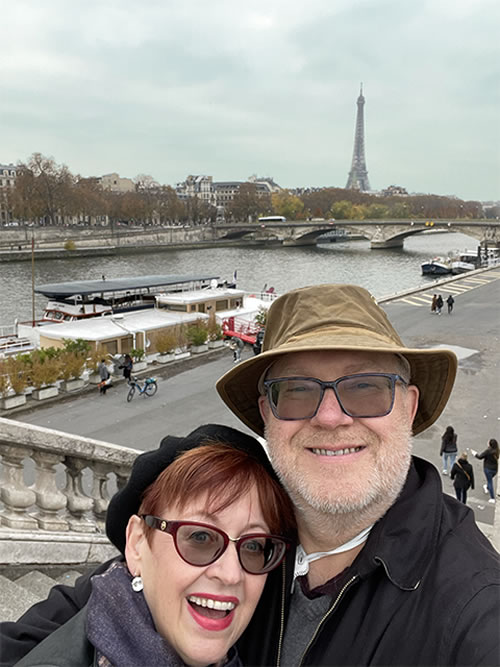 Writer Anne Hill and her husband in Paris