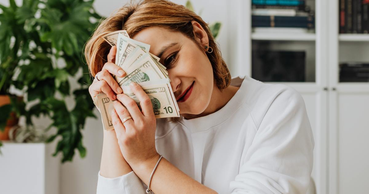 Woman happy getting paid