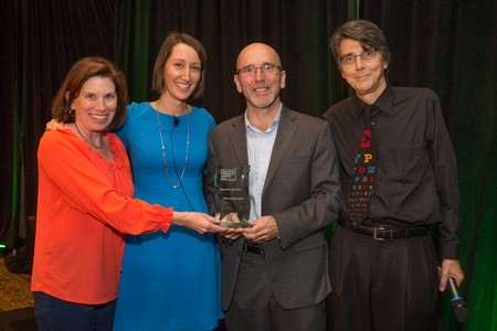 Katie Yeakle, Rebecca Matter, Steve Slaunwhite, and Gordon Graham celebrate Steve’s 2016 Copywriter of the Year win at Bootcamp.