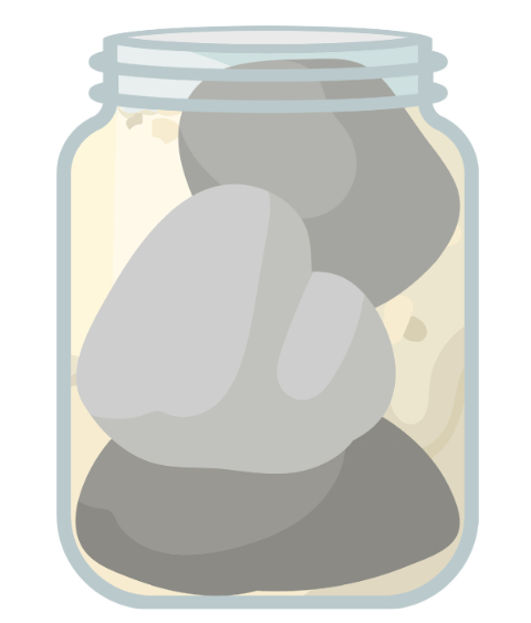 Image of a jar with 3 big rocks