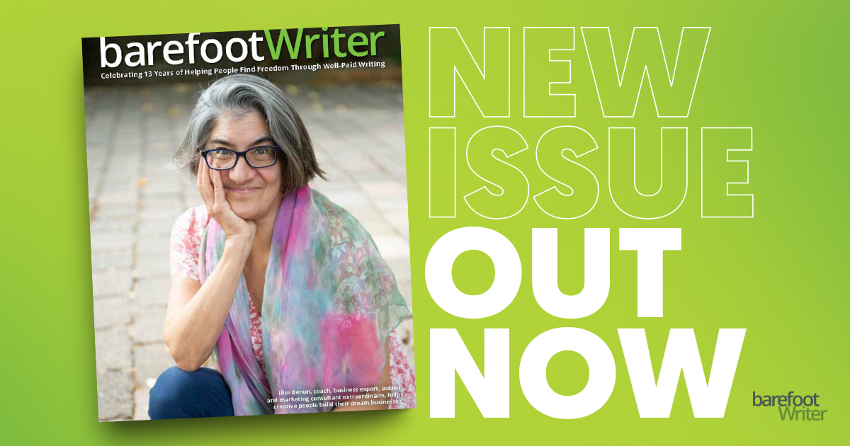 March 2025 cover of The Barefoot Writer featuring Ilise Benun