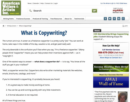 Example of “Copywriter/Copywriting”