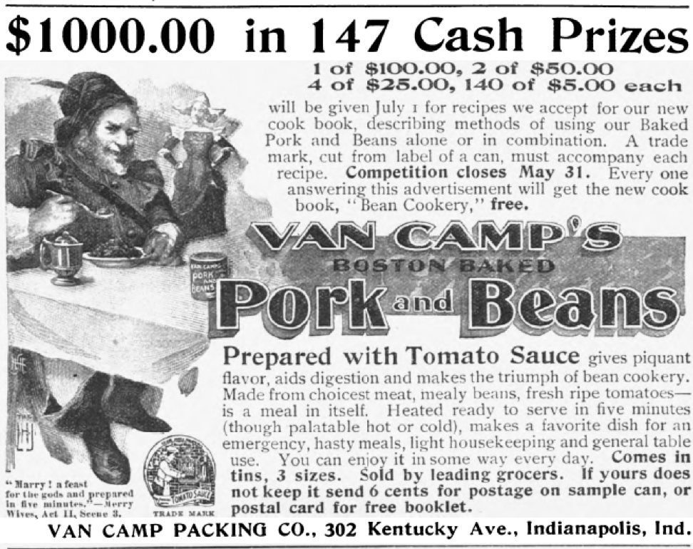 Copy of Van Camp’s pork and beans ad from 1897