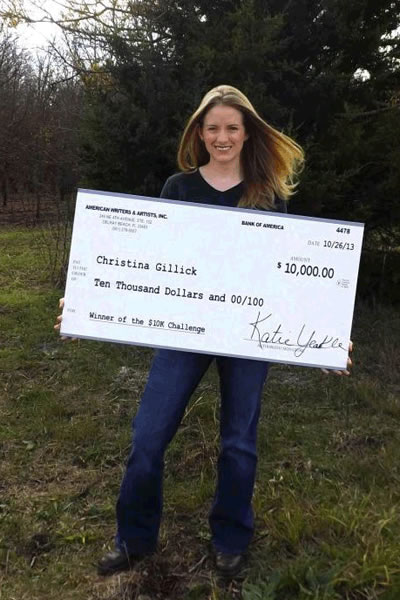 Christina Gillick with her $10K Check